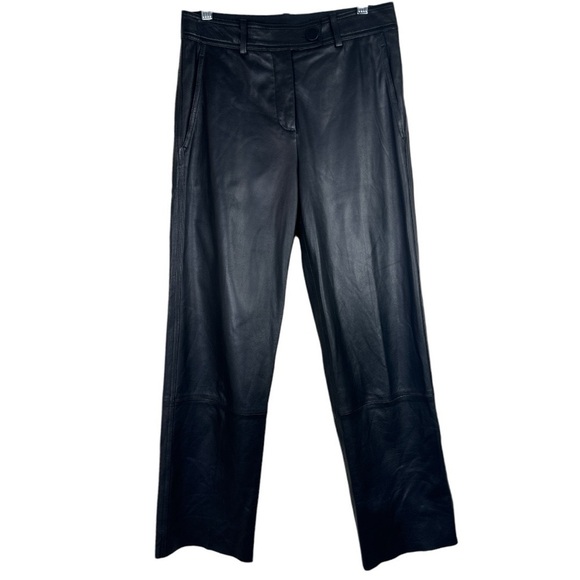 Helmut Lang Straight Leg Black Lamb Leather Pants Women’s Size 0 - Picture 1 of 12
